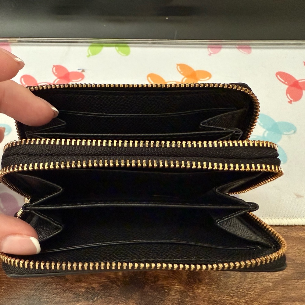 COACH Black Leather Zip Card Case Wallet - Picture 9 of 9